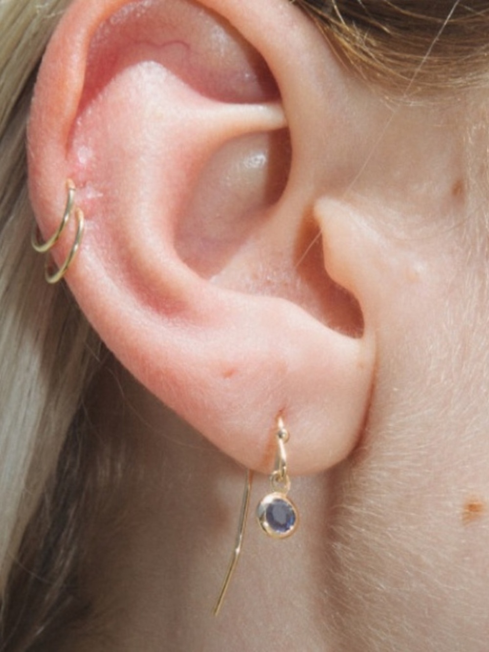 Brandy Gold & Blue Rhinestone Dainty Drop Earrings 💫